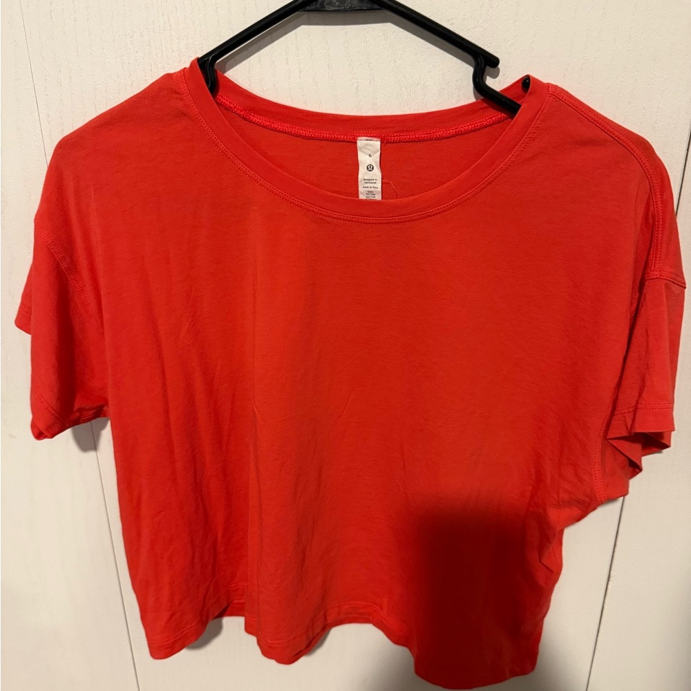 Lululemon Athletica Red Crop T-Shirt Relaxed Fit